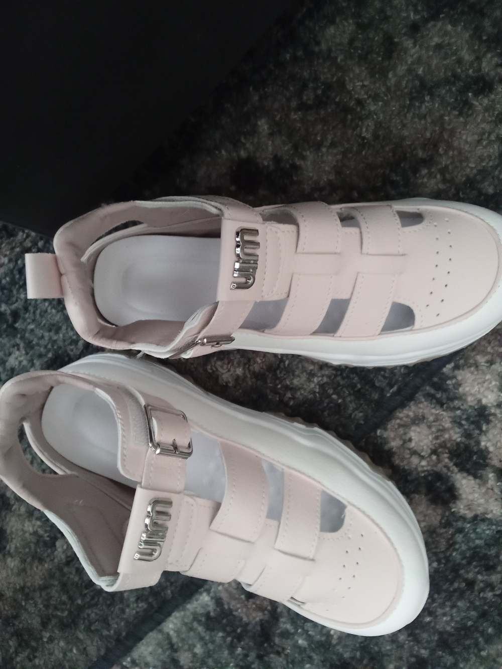 Chunky Platform Sandal-Sneakers in Pale Pink